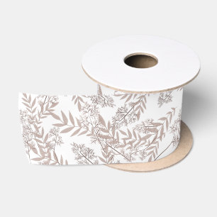 Rustic Brown Wedding Vintage Botanical Satin Ribbon