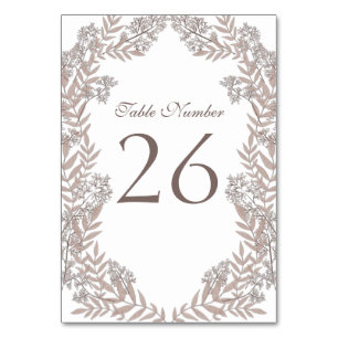 Rustic Brown Wedding Vintage Botanical Table Number
