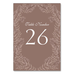 Rustic Brown Wedding Vintage Botanical Table Number