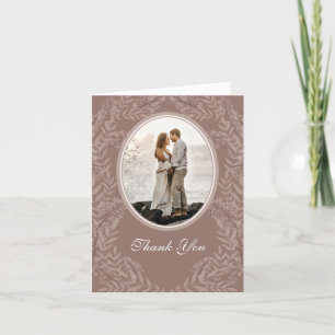 Rustic Brown Wedding Vintage Botanical Thank You Card