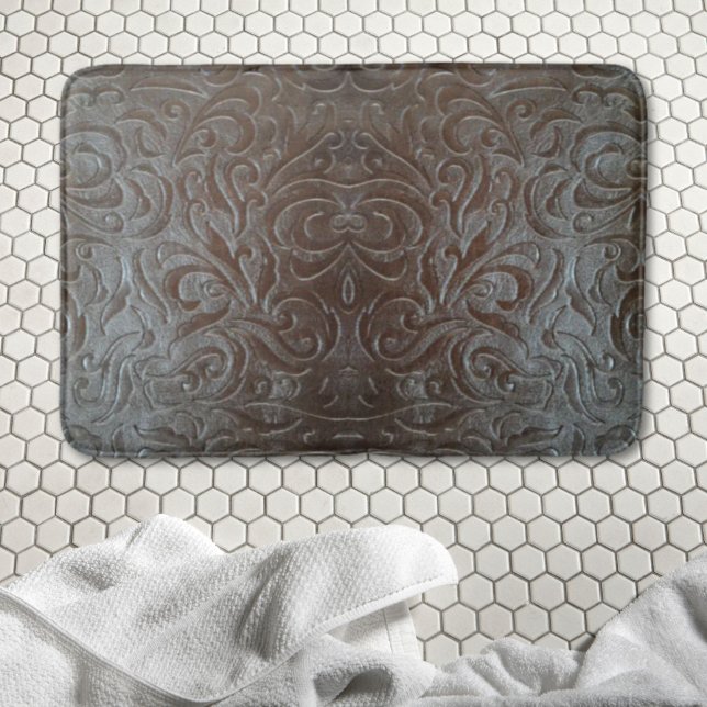 Rustic brown western country leather pattern bath mat (Rustic brown western country leather pattern bath mat)