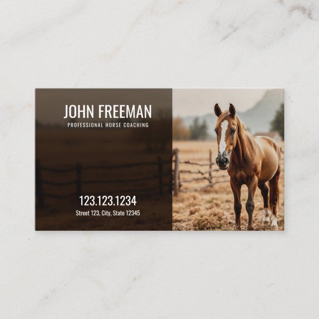 Rustic Brown & White Horse Ranch Equine Business Card (Front)