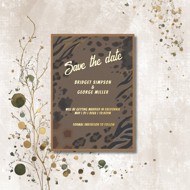 rustic brown wild animal wedding save the date     (Creator Uploaded)