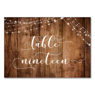 Rustic Brown Wood & Lights Table Nineteen Card