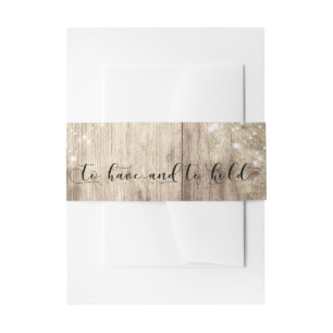 Rustic Brown Wood & Lights "To Have and to Hold" Invitation Belly Band