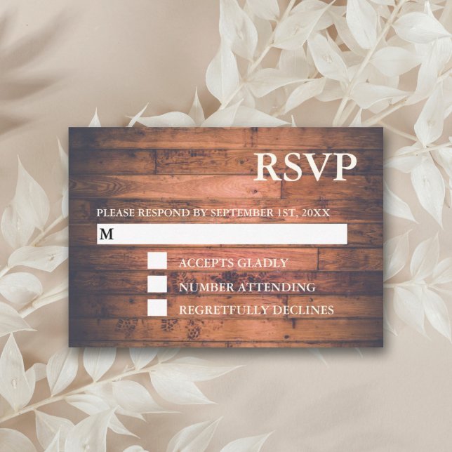 Rustic Brown Wood String Lights | RSVP Cards (Creator Uploaded)