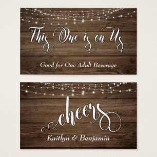 Rustic Brown Wood & White Lights, Drink Tickets