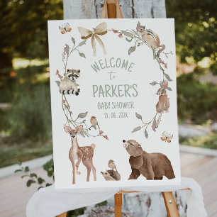 Rustic Brown Woodland Baby Shower Welcome Sign