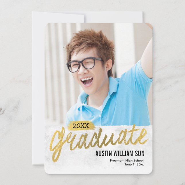 Rustic Brush Graduation Announcement Invitation (Front)