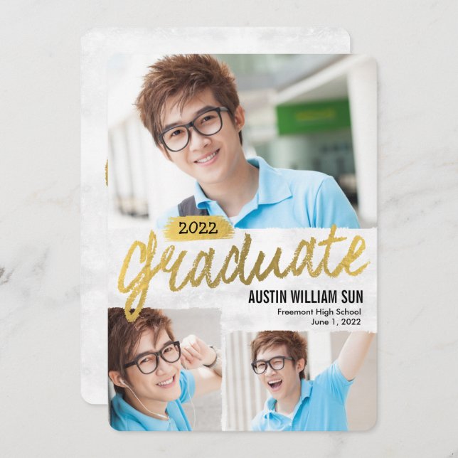 Rustic Brush Graduation Announcement Invitation (Front/Back)
