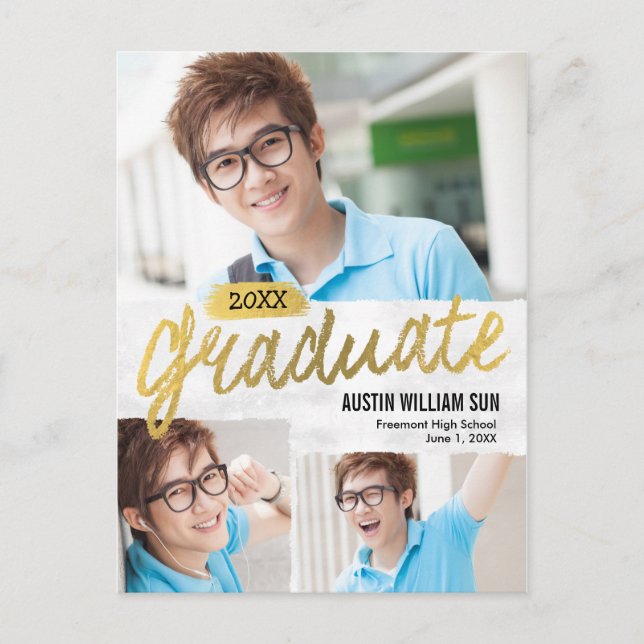 Rustic Brush Graduation Announcement Postcard (Front)