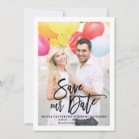Rustic Brush Hand Lettering Photo Save Our Date