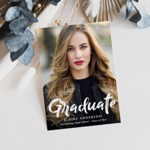 Rustic Brush lettering graduation invitation Postcard