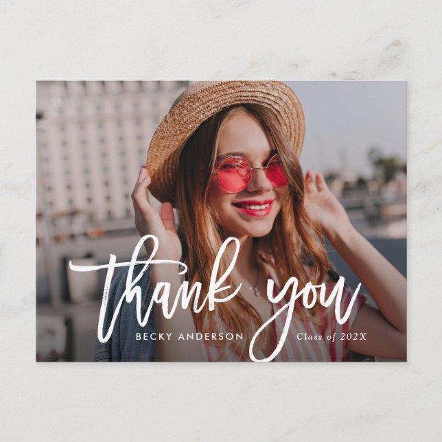 rustic brush lettering graduation thank you  postcard (Front)