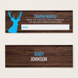 Rustic Buck Wood Blue DIAPER RUFFLE Tickets QTY100