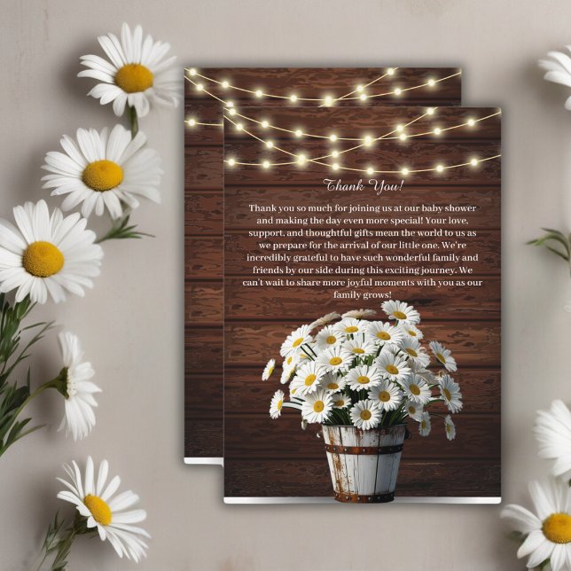Rustic Bucket Daisy in Bloom Baby Shower Thank You Card (Creator Uploaded)