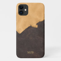 Rustic Buckskin Leather Monogram Men's
