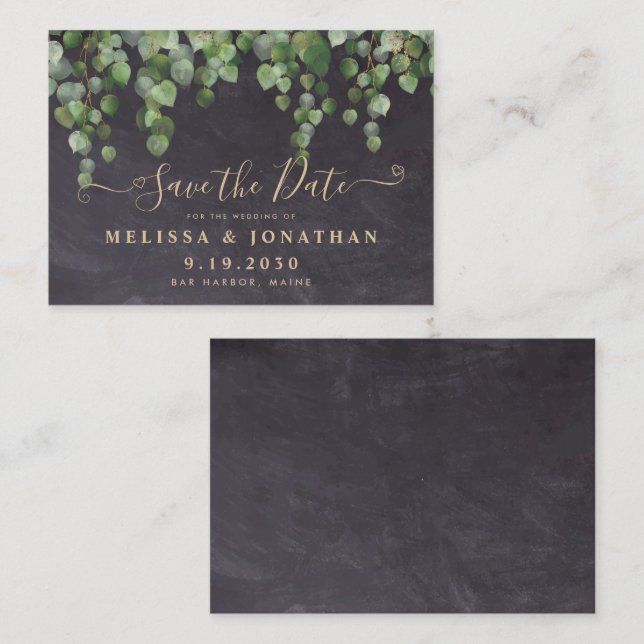 Rustic Budget Eucalyptus Wedding Save The Date Not Card (Front/Back)