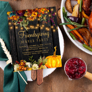 Rustic budget friendsgiving party invitation