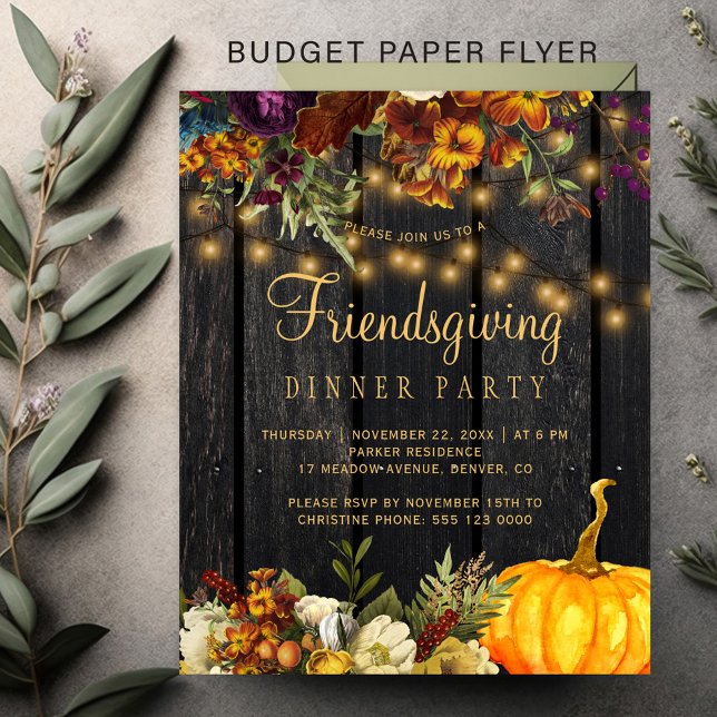 Rustic budget friendsgiving party invitation Flyer (Creator Uploaded)
