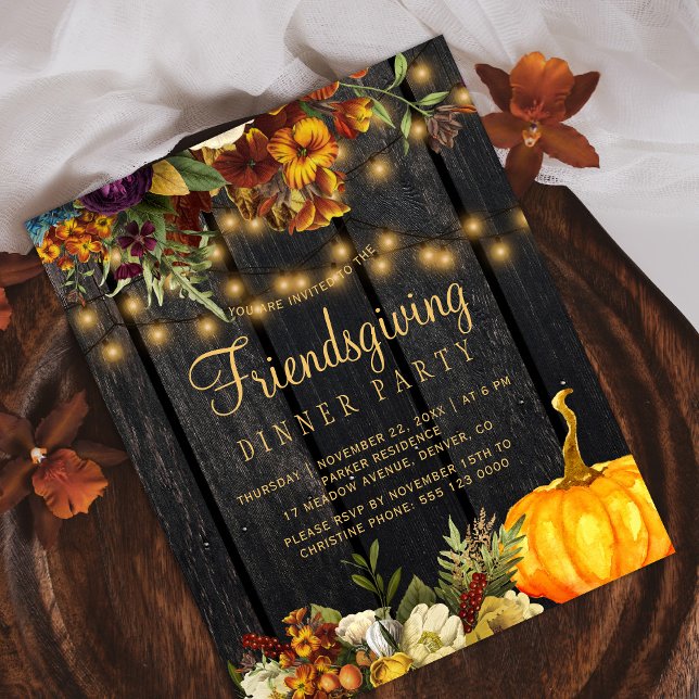 Rustic budget friendsgiving party invitation flyer (Creator Uploaded)