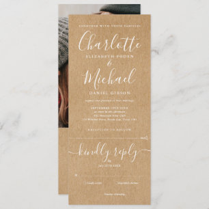 Rustic Budget Script All In One Photo Wedding  Invitation