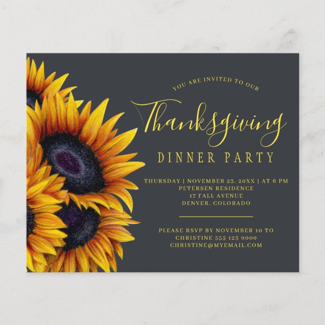 Rustic budget Thanksgiving dinner party Invitation (Front)