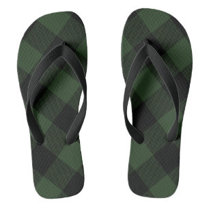 Rustic Buffalo Check Celtic Green Black Jandals