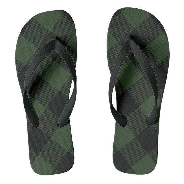 Rustic Buffalo Check Celtic Green Black Jandals (Footbed)