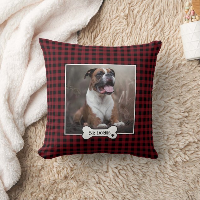 Rustic Buffalo Check Pet Photo  Cushion (Blanket)