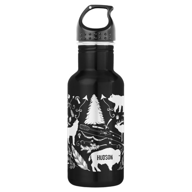 Rustic Buffalo Deer Wolf Bear Pattern Any Colour 532 Ml Water Bottle (Front)