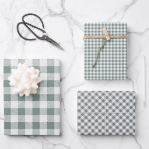 Rustic Buffalo Plaid 3 Different Pattern Wrapping Paper Sheet