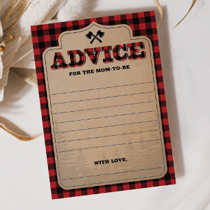 Rustic Buffalo Plaid Baby Shower Advice Card