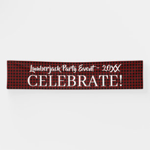 Rustic Buffalo Plaid Celebrate Customisable Event Banner