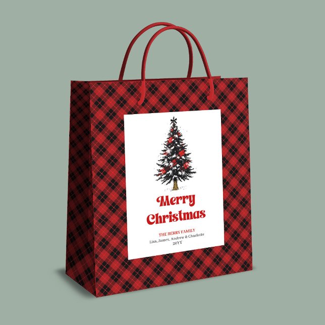 Rustic buffalo plaid Christmas bag personalized (Rustic buffalo plaid Christmas bag personalized)