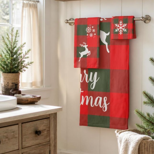 Rustic Buffalo Plaid Christmas Towel Set (Creator Uploaded)