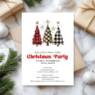 Rustic buffalo plaid Christmas tree holiday invite