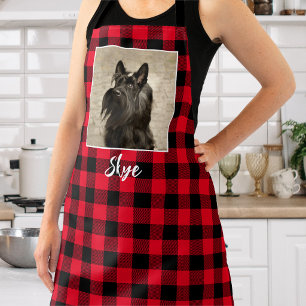 Rustic Buffalo Plaid Custom Pet Photo and Name Apron