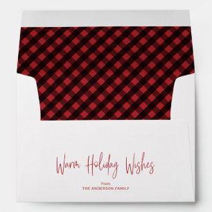 Rustic Buffalo Plaid Handwriting Christmas Envelope