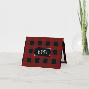 Rustic Buffalo Plaid Monogrammed Initials Pattern Card
