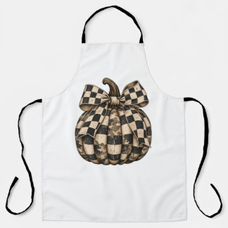 Rustic Buffalo Plaid Pumpkin with Chequered Bow Apron