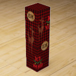 Rustic Buffalo Plaid STAG Monogram Christmas Wine Box<br><div class="desc">This festive Christmas stag,  buffalo plaid rustic themed bottle holder box is perfect for the winter season. 
 ________________________________________________________________________
 For assistance,  matching items or custom design CONTACT Designer LeahG via the tab below.</div>