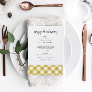 Rustic Buffalo Plaid Thanksgiving Dinner Menu