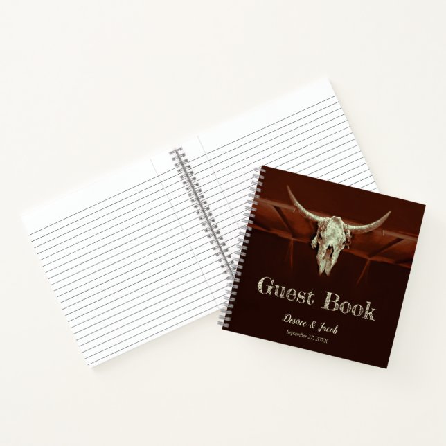 Rustic Bull Skull Wedding Western Brown Country Notebook (Inside)