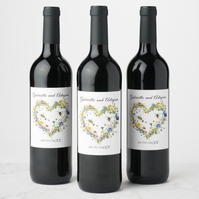 Rustic Bumble Bee Address Wine Label (Bottles)