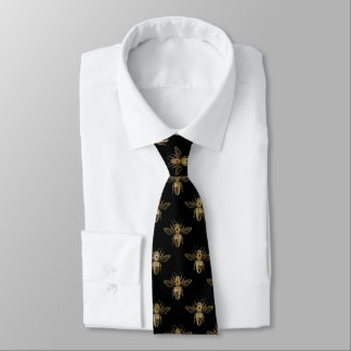 Rustic Bumble Bee Black Retro Tie