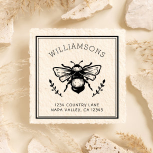 Rustic Bumblebee   Family Name Return Address Self-inking Stamp