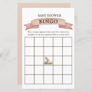 Rustic Bunny Baby Shower Bingo Game