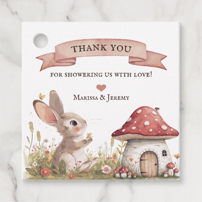 Rustic Bunny Baby Shower Favour Tags (Front)