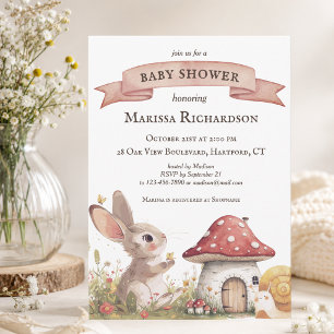 Rustic Bunny Baby Shower Invitation